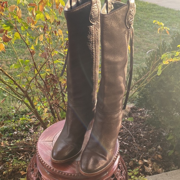 VintageCoach Womens Knee High Riding Boots Size 8 Brown Leather Tassels Western - Picture 4 of 16
